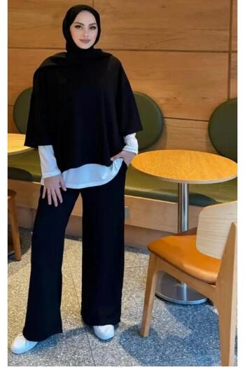 New Lune Women's Clothing 3-Piece Set, Scuba Fabric, High-Waist Pants with Pockets and Wide Legs, Casual Stylish Combination