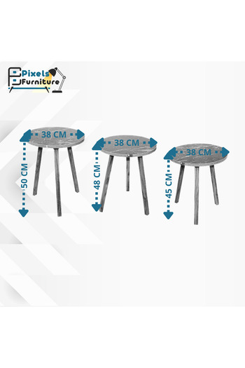 PixelsFurniture Pixel Furniture 3 Piece Round Coffee and Tea Serving Table Set
