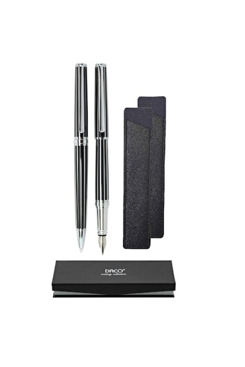 Daco SE280N black ballpoint pen set + FLR leather case