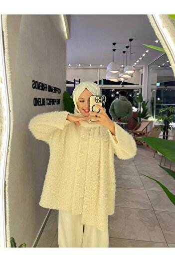 ensade Teddy Oversize Fit Winter Design Coat-Jacket with Scarf Accessories