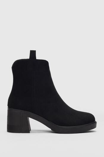 selinshoes Wony Thick Heel Suede Women's Boots-Black Suede