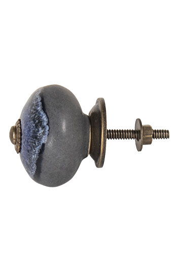 Clayre & Eef Set 2 ceramic furniture knobs, blue, 4cm