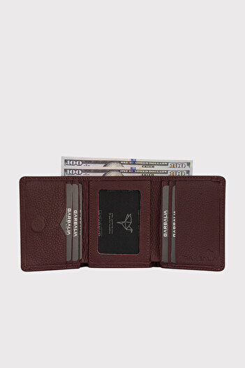 Garbalia Western Genuine Leather Claret Red Wallet with Magnetic Closure