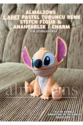 almalions Stitch 9.5 cm Figure Toy Keychain Charm Bag Ornament Pastel Orange