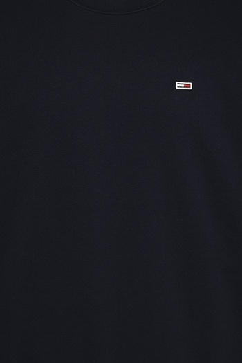 Tommy Jeans , Cotton Blend Sweater with Crew Neck, Black, L