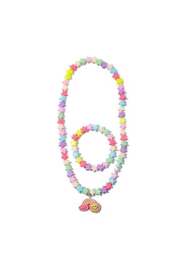 Tessero Set necklace and bracelet for girls, model with stars and rainbow, Tessero, multicolor