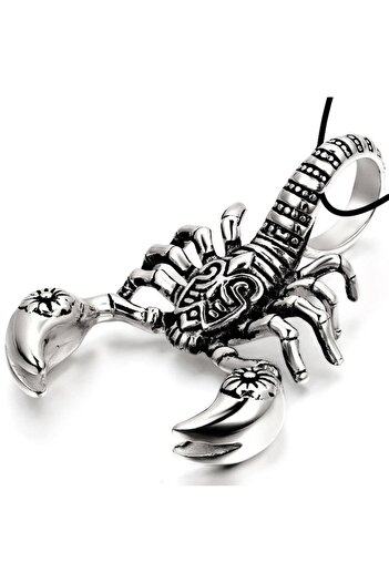 Tessero - Cubic Design Necklace with Scorpion Pendant, 18K Gold Plated, Silver Color