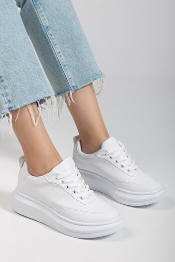 Erceka Mirrored Lace-Up Women's Sports Shoes Sneaker Suitable for Daily Use Black-White and Mesh