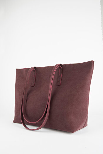 Vivaq Women's Azalea Burgundy Nubuck Large Size Zipper Closure Hand and Shoulder Bag