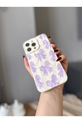 MİRAZ TASARIM iPhone 16 Pro Bowknot Patterned Ecru Case