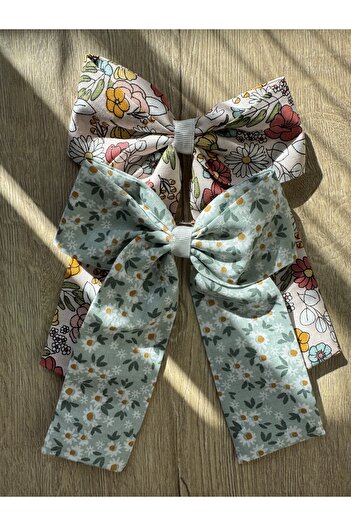 White Alamode Flower Patterned 2-Piece Bow Tie Set