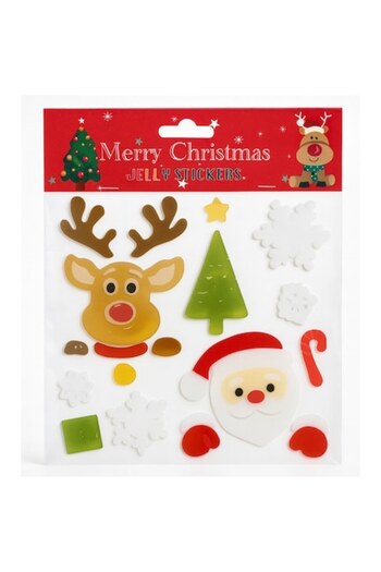 OEM Set of Christmas jelly stickers, Santa Claus and reindeer, Reusable, without glue, for windows and