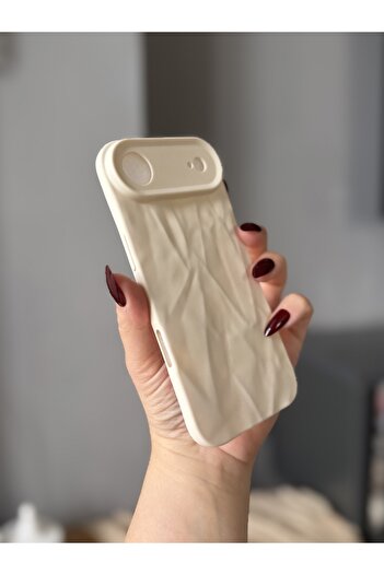 MİRAZ TASARIM iPhone 17 Air Ecru 3D Crystal Cut Ecru Case