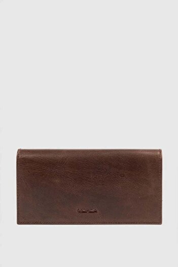 MORCA Genuine Leather Wallet with Phone Compartment, Magnetic Closure and Hand Strap, Unisex Crazy Brown