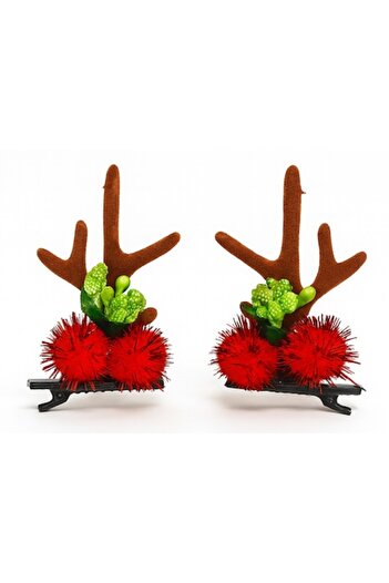 OEM Set of 2 clips/clips with reindeer antlers, Christmas design, Ideal for children, parties and celebrations,