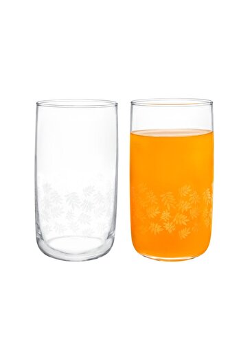 Madame Coco Std White Leaves Musette Set of 4 Soft Drink Glasses - 365 ml Classic