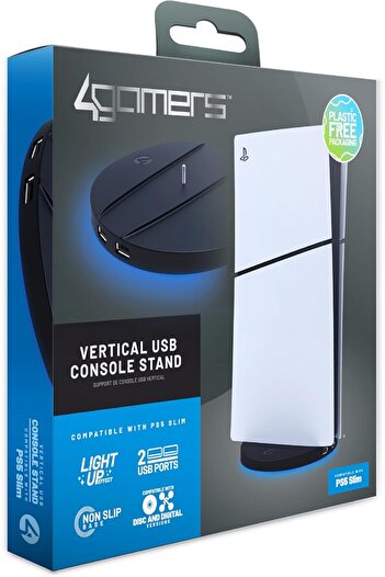 4Gamers Vertical Stand for - Compatible with PS5 Slim Console Editions (Disc and Digital)