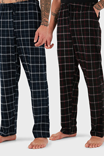 Buratti Cotton Regular Fit Normal Waist Straight Leg with Pockets 2-Pack Pajama Bottoms Men's Pajama Bottoms 65740