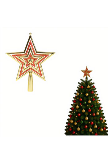 JML Christmas Star 18x14cm Tree Top, Plastic Glitter Wholesale