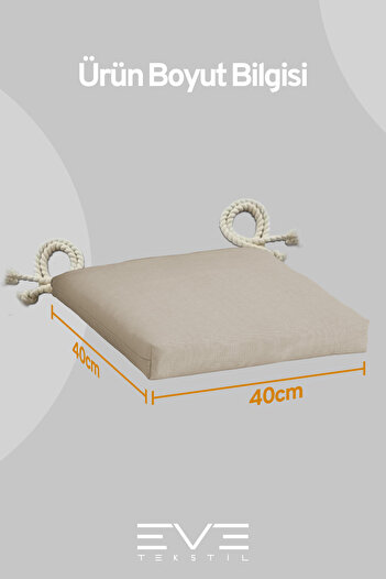 Eve Tekstil Garden - Living Room - Balcony Zippered Linkable Washable Bottom Chair Cushion 2 Pieces