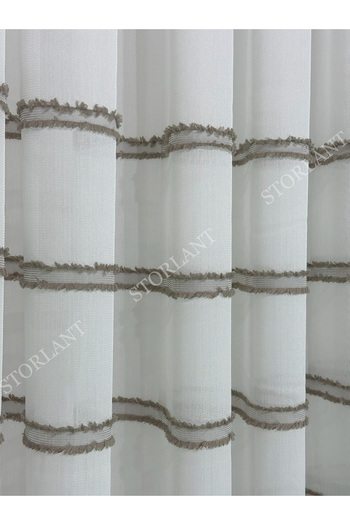 Storlant Half Horizontal Linen Brown Tulle Curtain |   Heavy Weight, 1/3 Pleated, No Ironing Required L Favorite Product