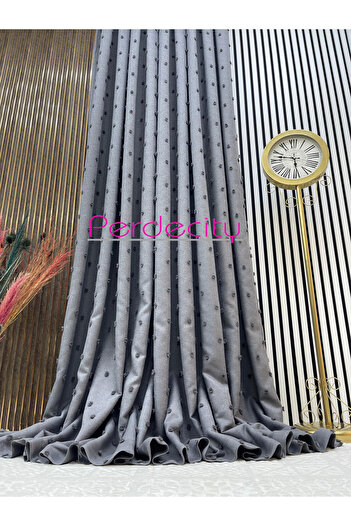 PERDECITY Bohemian Style Linen Pompom Gray Background Curtain Does Not Need Ironing 1/3 Dense Pleats Suitable for Any Room.