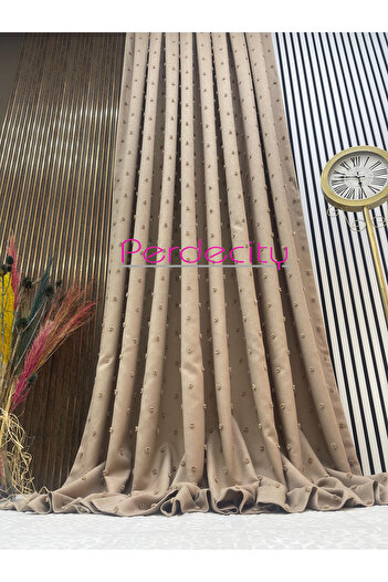 PERDECITY Bohemian Style Linen Pom-Pom Cream Background Curtain Does Not Need Ironing 1/3 Tight Pleats Suitable for Any Room.