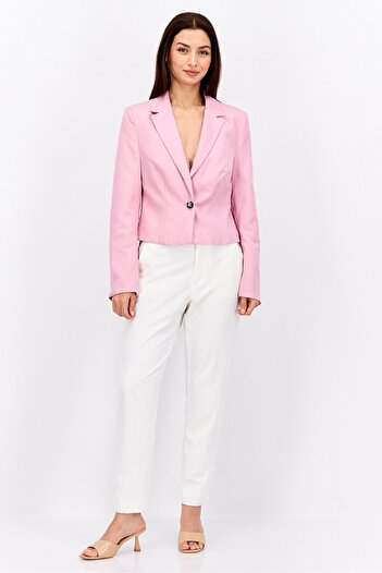 Reserved Women Regular Fit Long Sleeve Solid Blazer, Pink
