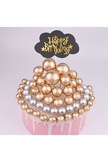 VERSAGO Set with 10 Spheres, Decorations for Cake and Pastry, 3 cm, Gold