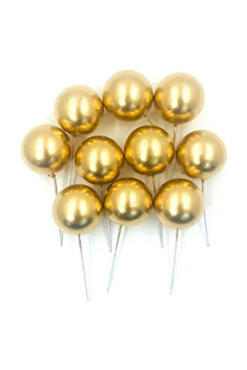 VERSAGO Set of 10 spheres, cake and dessert decorations, 2.5 cm, Gold