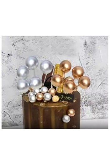 VERSAGO Set with 10 spheres, 2 sizes, decorations for cakes and pastries, Silver