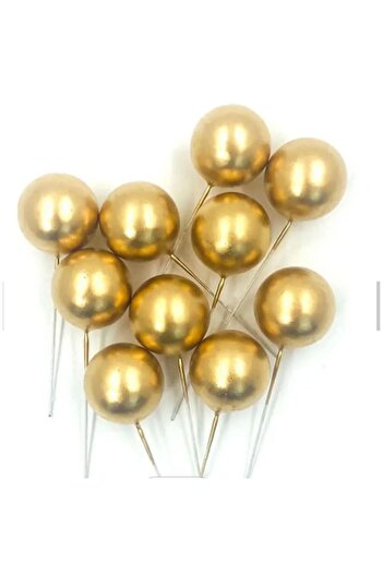 VERSAGO Set with 10 Spheres, Decorations for Cake and Pastry, 3 cm, Gold