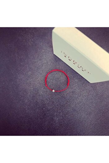iNGRiKO Children's red string bracelet with 4mm ball, made of 925 silver, rhodium-plated