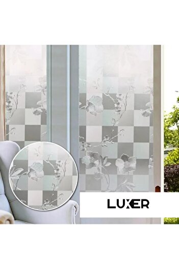 LUXER Decorative Privacy Window Film, UV Protection, Floral Pattern, Dimensions 200x60 cm