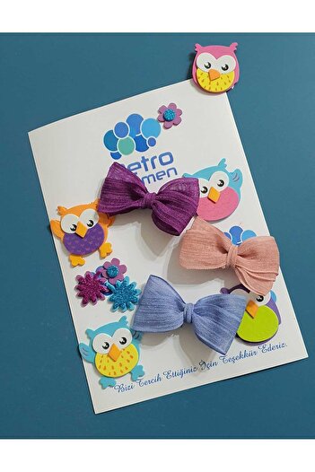 Retro Women Girl's Baby Bow Tulle Ribbon Butterfly Triple Buckle Set