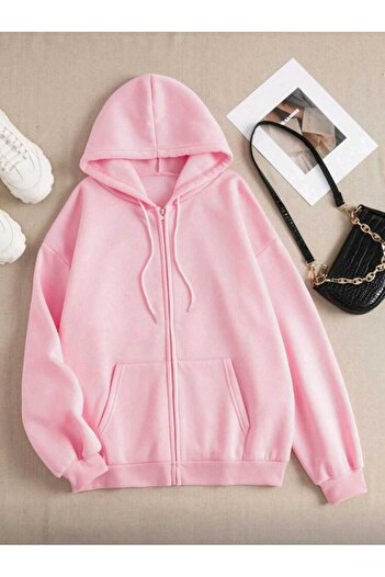 FAVORİST Zippered Thick Winter Hooded Unisex Sweatshirt