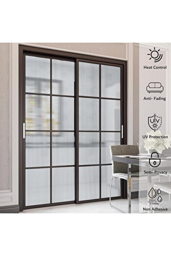 LUXER Decorative Privacy Window Film, UV Protection, Model - Reeded Glass, Dimensions 200x60 cm