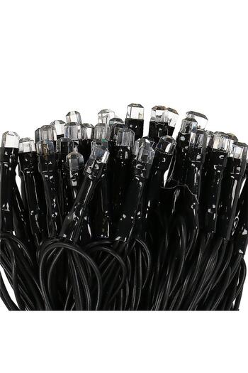 SERSIMO Outdoor garden lighting system, 9 meters, 120 crystal-shaped LEDs, battery-operated, white