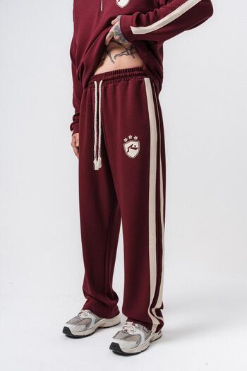 Respire Men's Stripe Detailed Modal Baggy Sweatpants Cherry