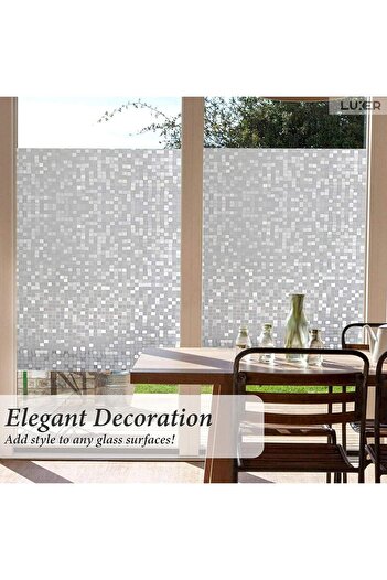 LUXER Decorative Privacy Window Film, Mosaic Pattern With Glitter Effect, Dimensions 200x60 cm
