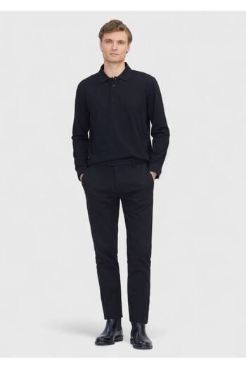 Ramsey Black Plain Polo Neck 100% Cotton T-Shirt