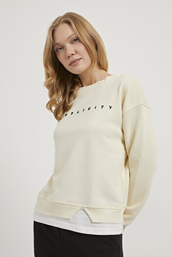 Arma Life Armalife 4017 Garnished Contrast Circular Necklace Women's Sweat