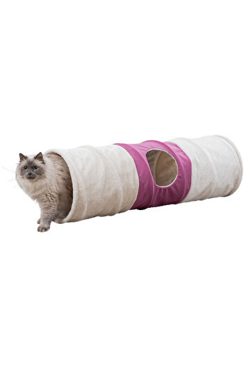 Trixie Cat Tunnel, XXL, 35 x 115 cm, Beige/Fuchsia, 43008