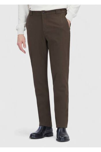 Ramsey Khaki Straight Woven Jogging Fit Casual Cotton Blended Pants
