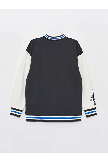 LC Waikiki Lcw Kids Anthracite Printed Long Sleeve Boys' College Jacket