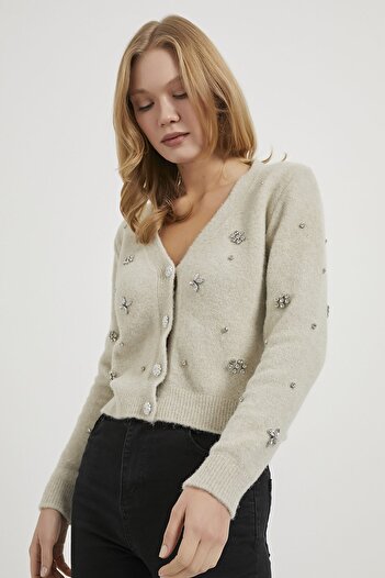 Arma Life Armalife 1104 Stone Textured Knitted Women's Cardigan