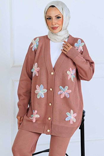 benguen Floral Knitwear Cardigan Set S1001 Rose