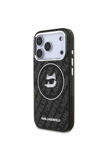 Karl Lagerfeld Case for iPhone 17 Pro, IML Glitter K&C Heads Logo MagSafe, Clear Mono Karl&Choupette