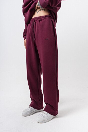Respire Men's Basic Baggy Sweatpants with Text Detail Cherry