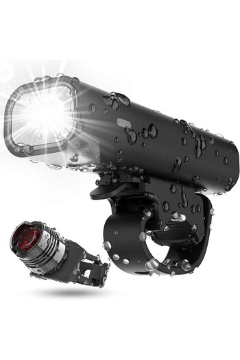 mazn Ellikedon Bike Light Set 2021, USB Rechargeable LED Front and Rear Lights with 4 Brightness Modes